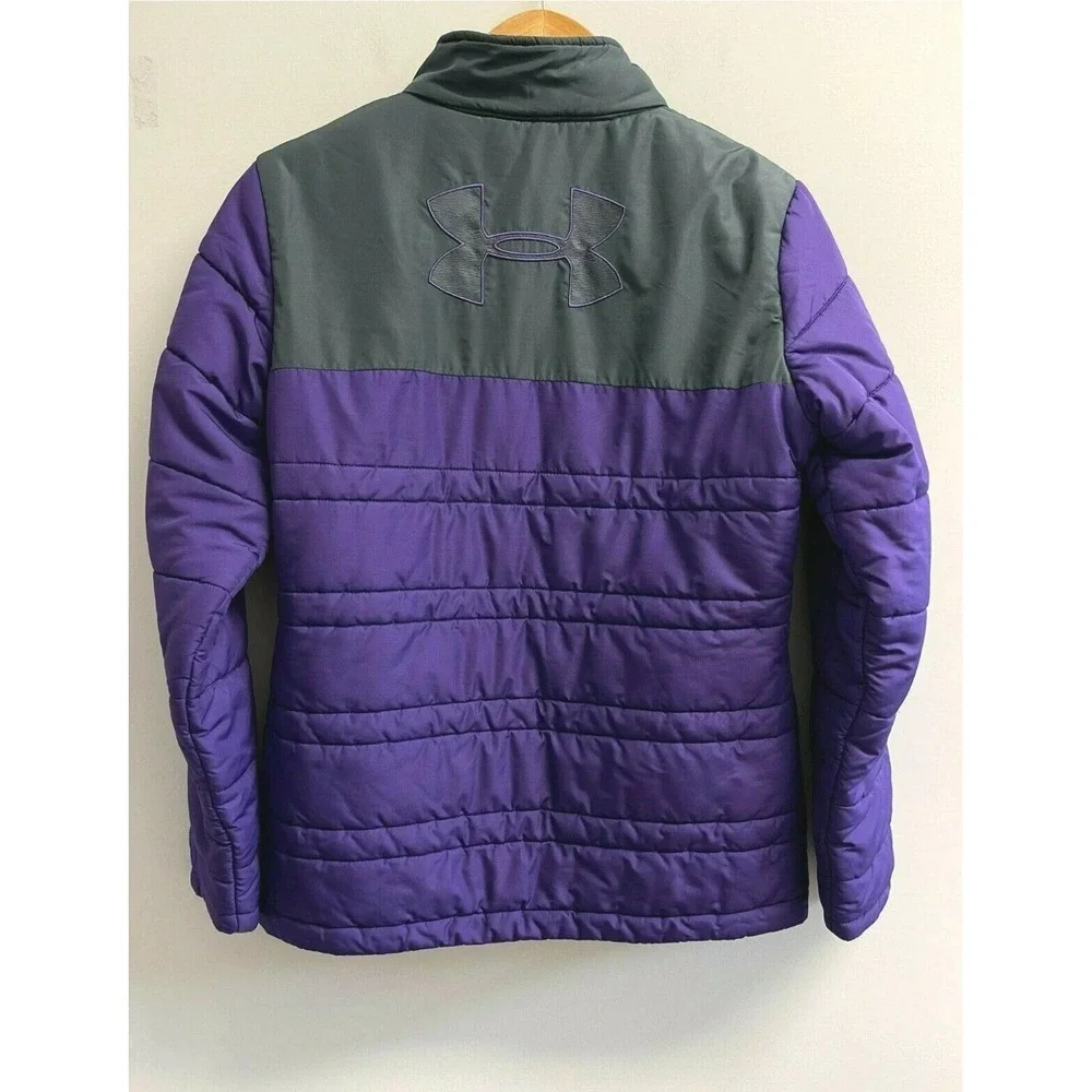 Under Armour‎ Girls Youth L/XL Puffer Jacket Purple/Grey Logo Back
